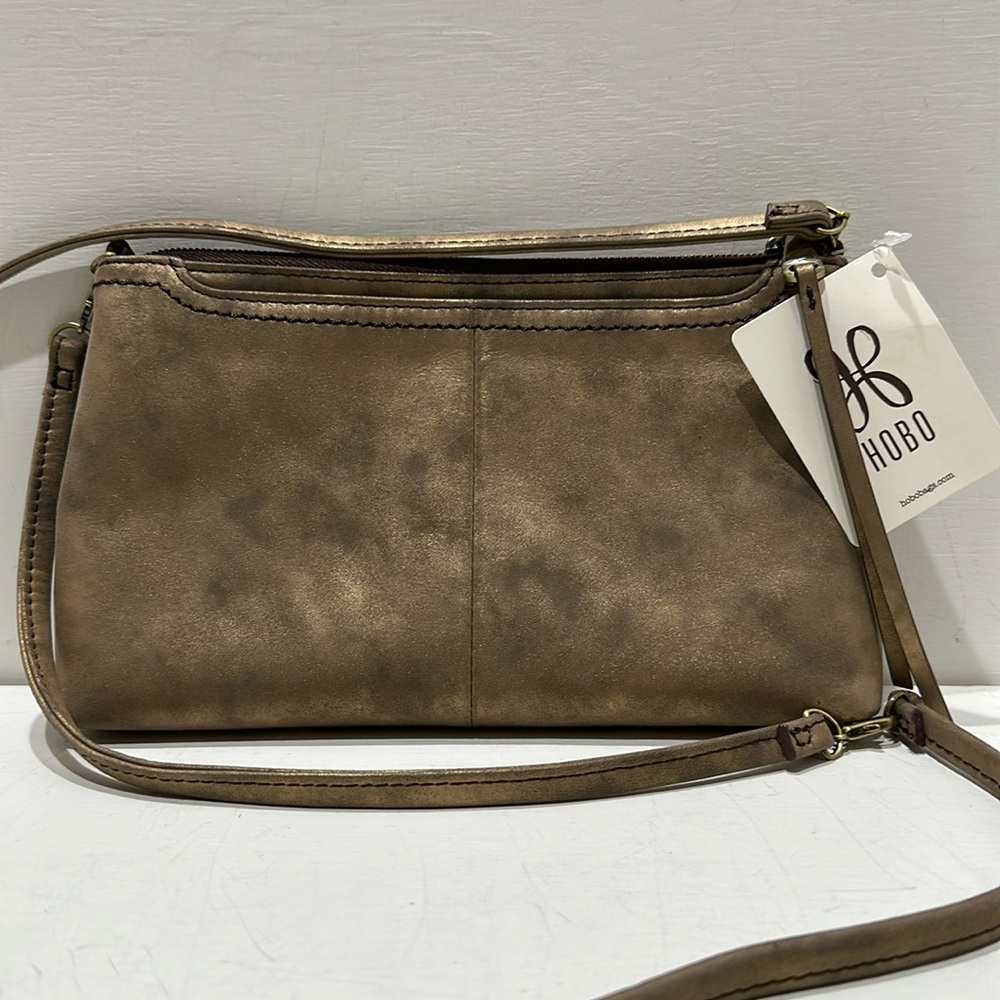 HOBO Small Metallic Gold Leather Convertible Crossbody/ Wristlet/ Shoulder Bag